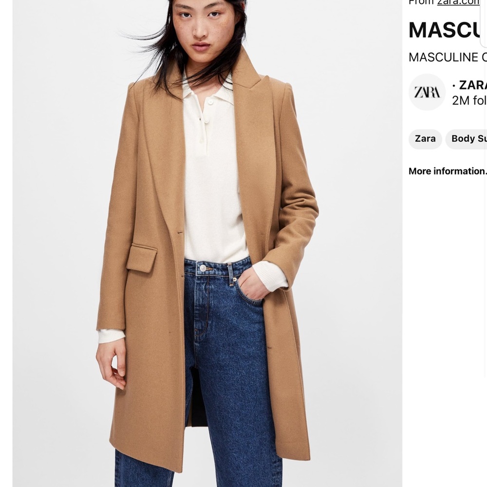 Last One! Zara Italian Classic Wool Coat -Light Camel basic coat